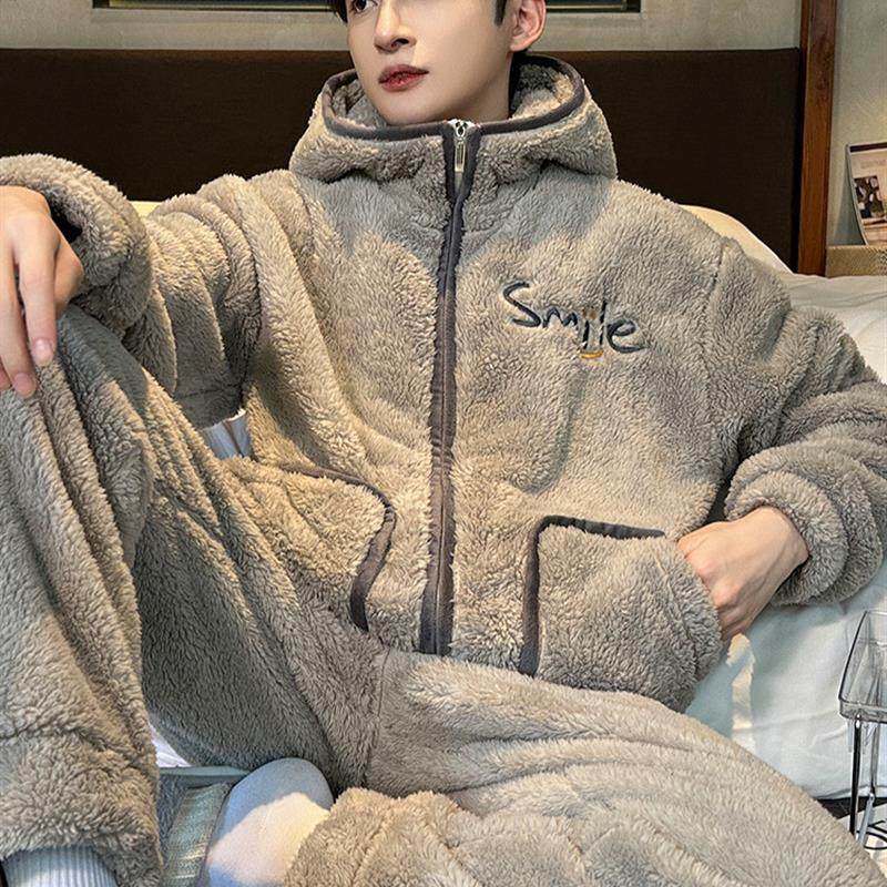秋冬季男士睡衣珊瑚绒加绒加厚法兰绒连帽款可外穿家居服套装冬天,女士内衣/男士内衣/家居服,睡衣/家居服套装,淘宝优惠券,粉丝福利购,淘宝优惠卷