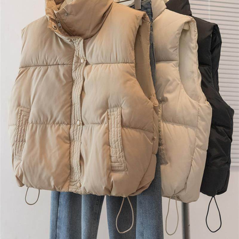 坎肩立领羽绒棉服马甲女外穿秋冬大码胖mm抽绳短款面包服棉衣外套,女装/女士精品,马夹,淘宝优惠券,粉丝福利购,淘宝优惠卷