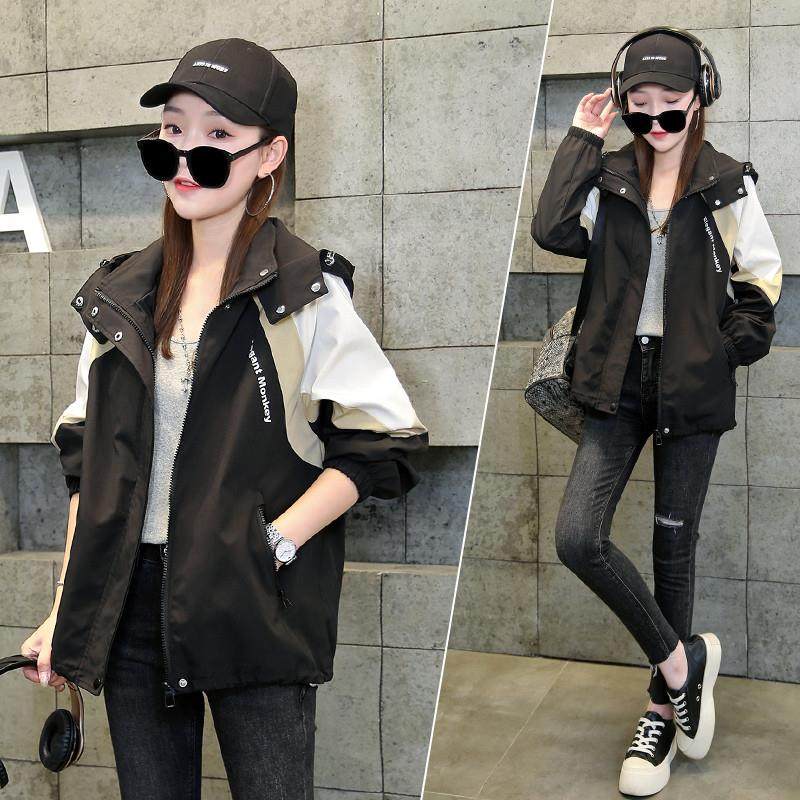 拼色连帽夹克外套女春秋款2025新款休闲爆款冲锋衣百搭高级感上衣,女装/女士精品,短外套,淘宝优惠券,粉丝福利购,淘宝优惠卷