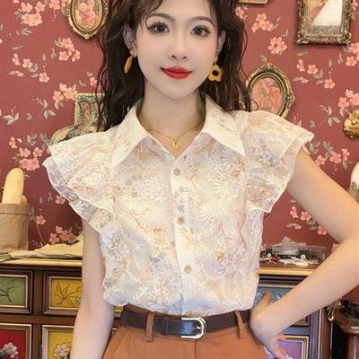短袖衬衫女高级感轻奢减龄洋气2025欧货爆款小衫法式夏天雪纺上衣
