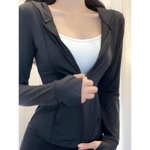 黑色修身防晒衣女2025新款夏季女款冰丝衫薄款瑜伽服上衣短款外套