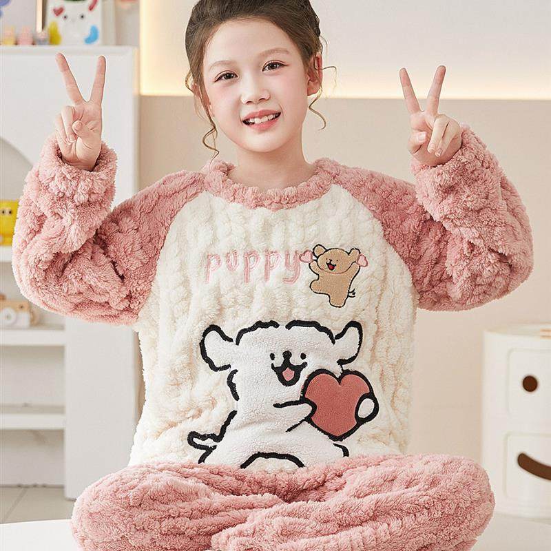 女童睡衣秋冬季珊瑚绒加厚少女母女法兰绒2025新款儿童家居服套装,童装/婴儿装/亲子装,家居服套装,淘宝优惠券,粉丝福利购,淘宝优惠卷