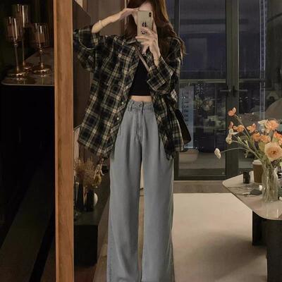 复古格子衬衫女夏季2025年新款衬衣设计感薄款外搭防晒上衣外套女