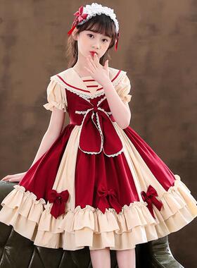 女童洛丽塔连衣裙 礼服款儿童生日裙 品牌蓝色加绒裙