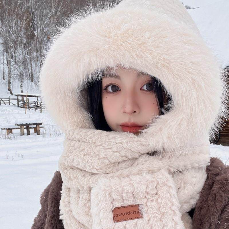 2024新款帽子围巾一体女冬季毛绒连帽手套三件套保暖防风围脖秋冬,服饰配件/皮带/帽子/围巾,帽子,淘宝优惠券,粉丝福利购,淘宝优惠卷