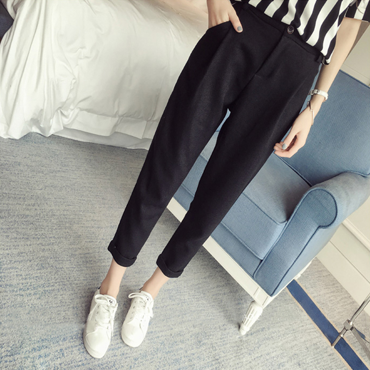 黑色裤子女雪纺夏季九分高腰西裤宽松休闲工装裤薄款潮直筒西装裤在类目 女装/女士精品, 裤子, 休闲裤中 - 来自Buy2taobao.com提供专业的淘宝代购服务