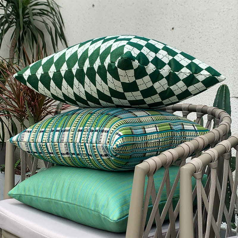 户外防水防晒抱枕绿色系条纹格子靠垫露台阳光房凉亭阳台沙发靠枕,居家布艺,靠垫/抱枕,淘宝优惠券,粉丝福利购,淘宝优惠卷