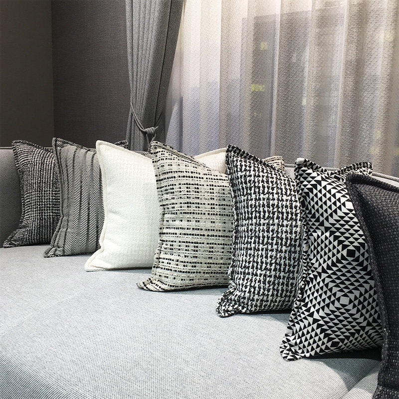 高端棉麻抱枕侘寂风极简黑白靠枕民宿酒店样板房靠垫沙发床头靠背,居家布艺,靠垫/抱枕,淘宝优惠券,粉丝福利购,淘宝优惠卷