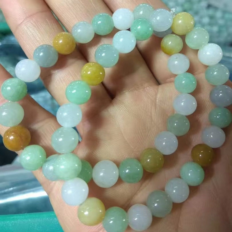 diy天然油青冰种项链挂绳散珠