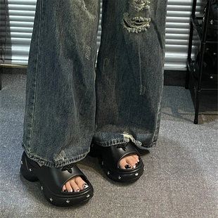 拖鞋女款夏天外穿厚底9cm增高y2k小个子2025新款时尚网红凉拖女