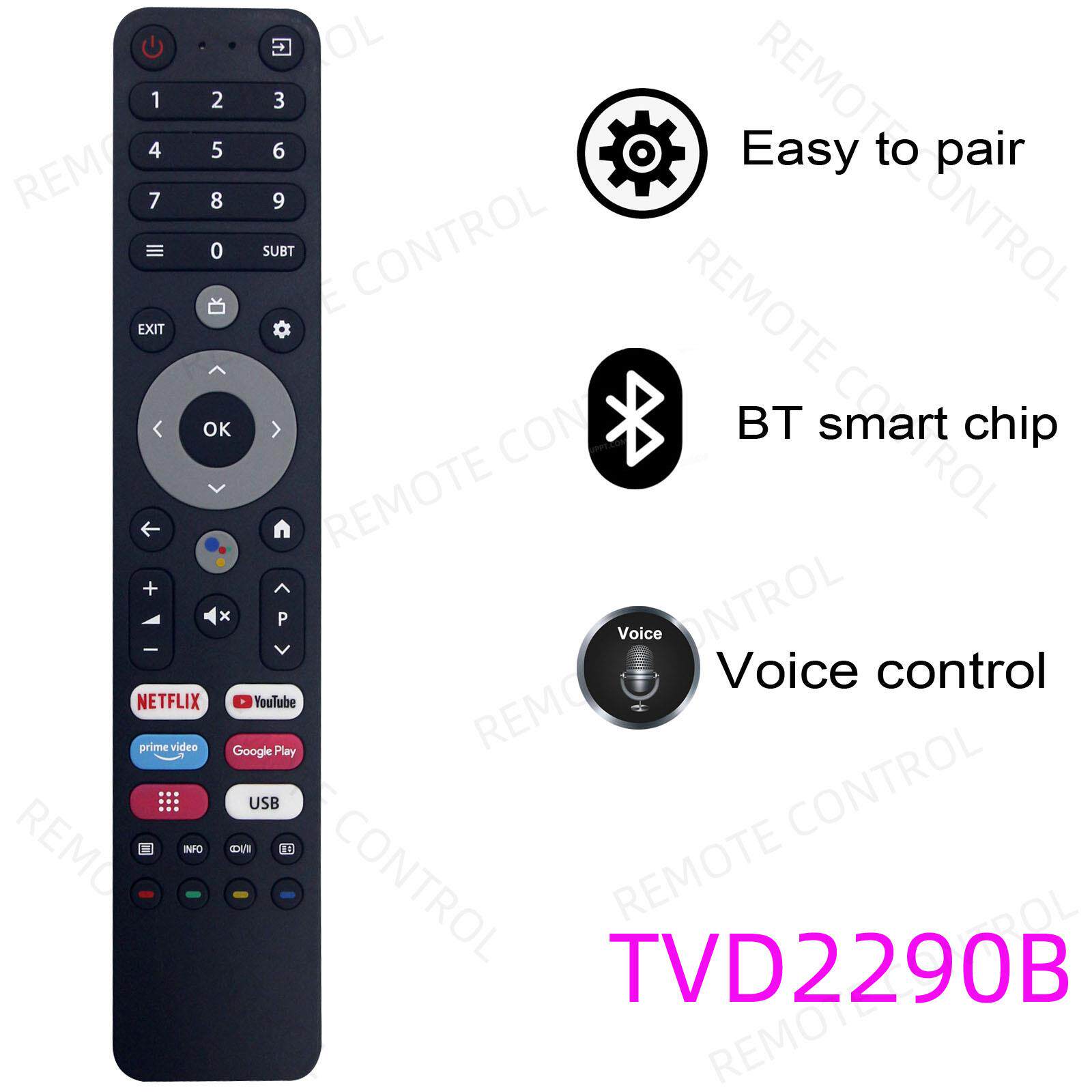 适用于DEXP电视机语音遥控器 TVD2290B A321 A501 Viomi CHIQ