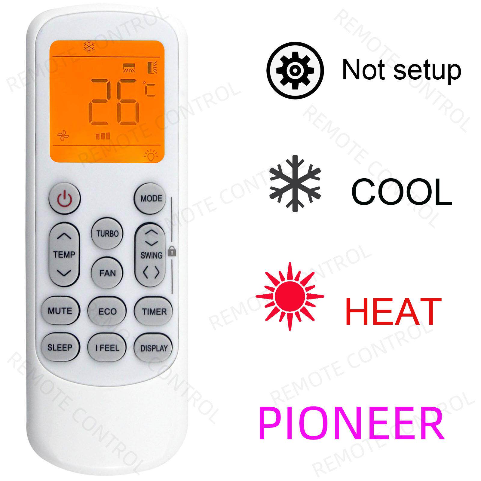 适用于PIONEER POWERS DAIRRY 夏普 ONIDA TCL空调遥控器 带背光