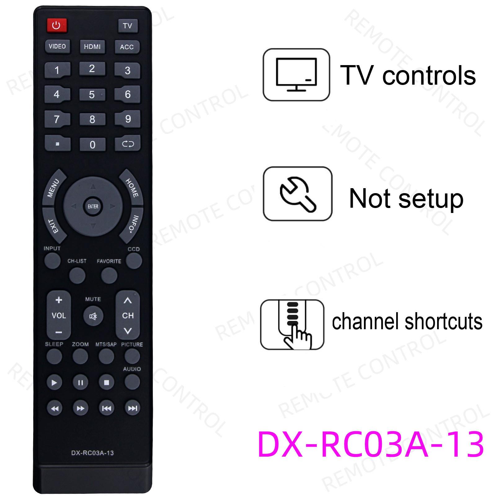 适用于丹尼克斯 Dynex电视机遥控器 DX-RC02A-12 DX-RC03A-13