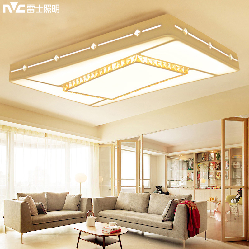 雷士照明led吸顶灯长方形客厅灯现代简约大气轻奢灯具水晶灯套餐