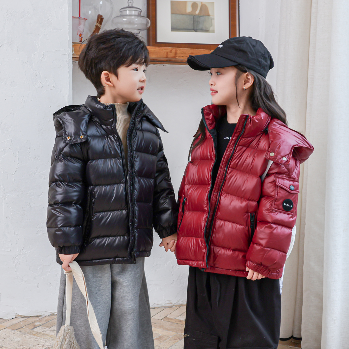 儿童羽绒服男童女童脱卸帽