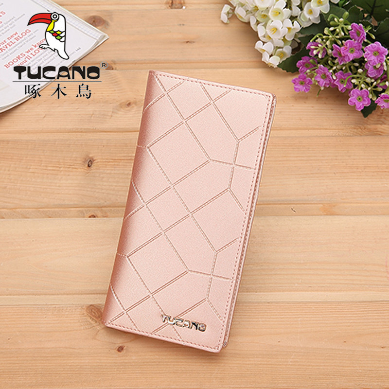 啄木鸟旗舰钱包女真皮2019新款时尚长款女大容量品牌钱夹女式皮夹