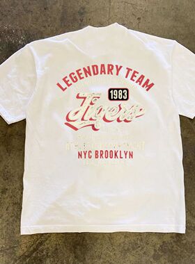 ZELIA 230G重磅美式嘻哈短袖港风复古insT恤男女夏季潮牌潮流半袖