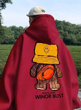 ZELIA 卫衣男春秋款灰色重磅情侣连帽卫衣2026新款ersize美式潮牌