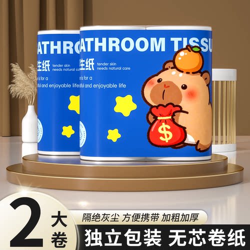 新人一分钱大卷装双卷无芯卷筒纸巾卫生纸餐巾纸擦手纸抽纸巾厕纸