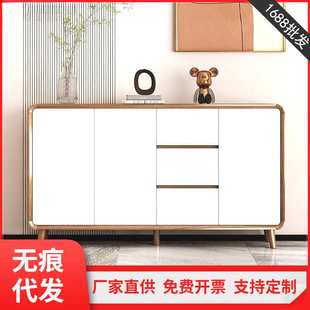 新中式超薄餐边柜实木家用厨房橱柜客厅靠墙酒柜大容量收纳储物柜