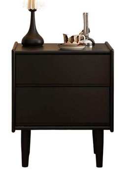 星光典雅实木床头柜黑色轻奢卧室收纳柜小型床边柜现代简约储物柜