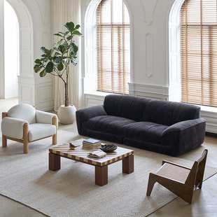 意式极简复古雪尼尔风格布艺沙发兰德里小户型客厅直排三人位沙发