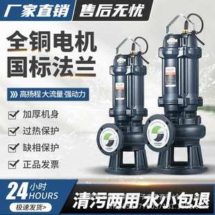 国标污水泵380V排污泵家用工业潜水泵化粪池工地抽水泵220V