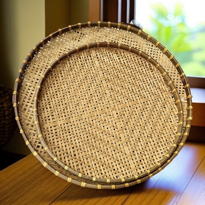 竹编簸箕收纳筐晾晒筐