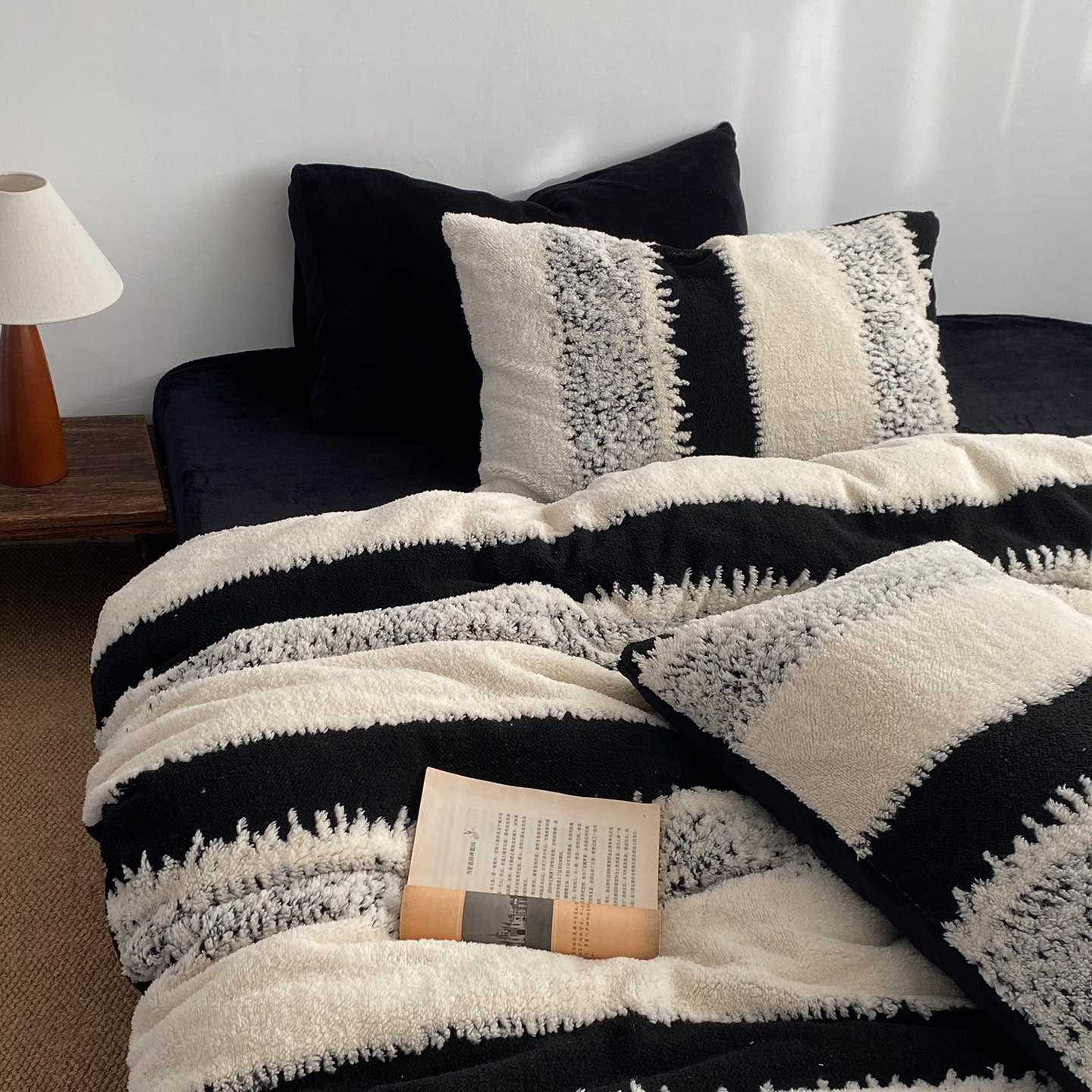 素尺~加厚条纹牛奶绒四件套冬季法兰绒床单笠被套保暖珊瑚绒床品,床上用品,床品套件/四件套/多件套,淘宝优惠券,粉丝福利购,淘宝优惠卷