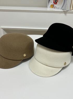 马术帽女秋冬羊毛白色小香风秋冬