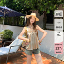JINLI锦里'花笺叙梦'夏季上衣法式设计感立体花朵缎面无袖背心女