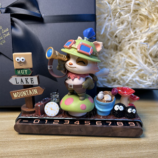 泡泡玛特LOL英雄联盟提莫临时停车号码牌中控台车内饰品车载摆件