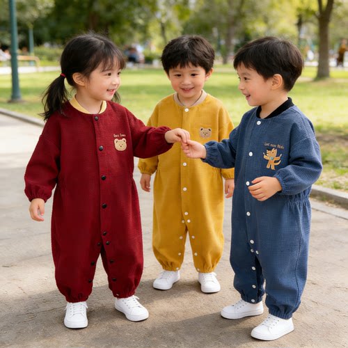 【断码清】连体罩衣男童女孩防脏外穿爬服婴幼儿全身罩衣套棉服