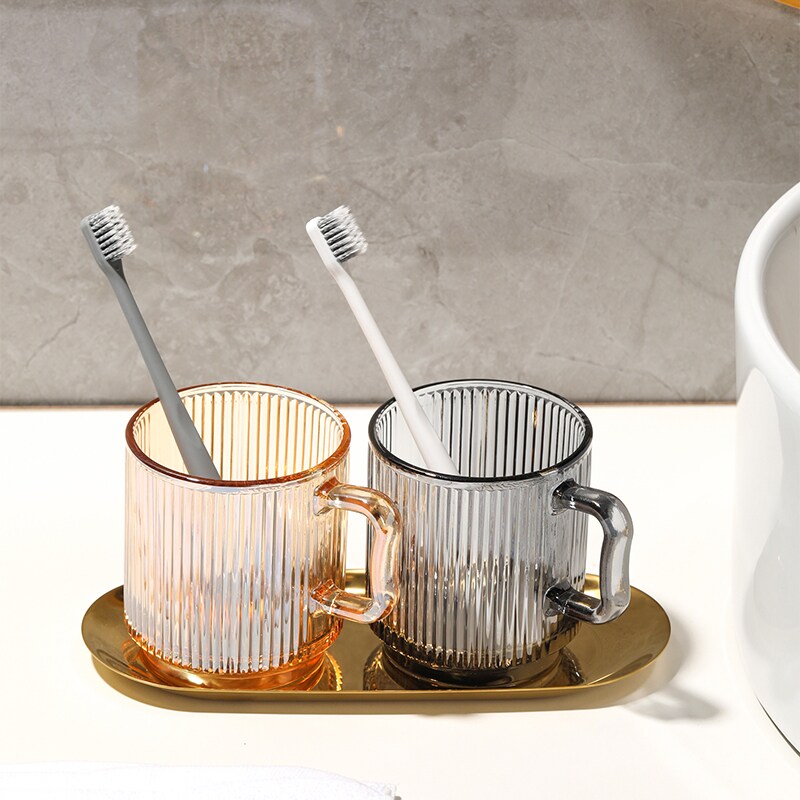 酒店漱口杯玻璃杯简约牙刷杯家用情侣刷牙杯子洗漱牙杯ins风金盘