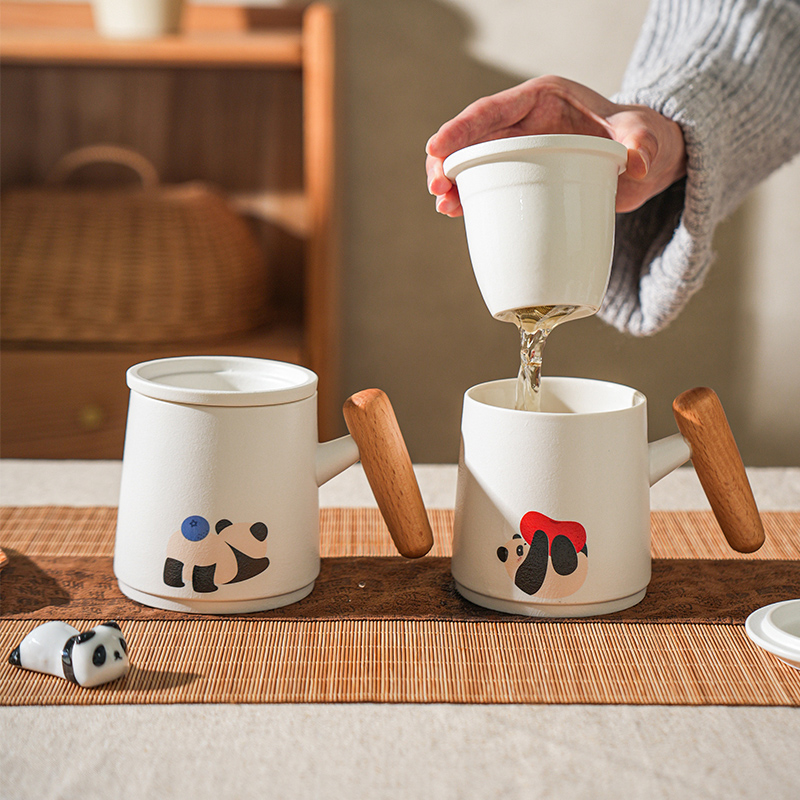 舍里带盖带茶漏陶瓷办公室水杯