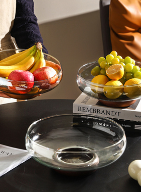 舍里轻奢高档玻璃水果盘客厅茶几家用精致果篮零食收纳中式干果盘