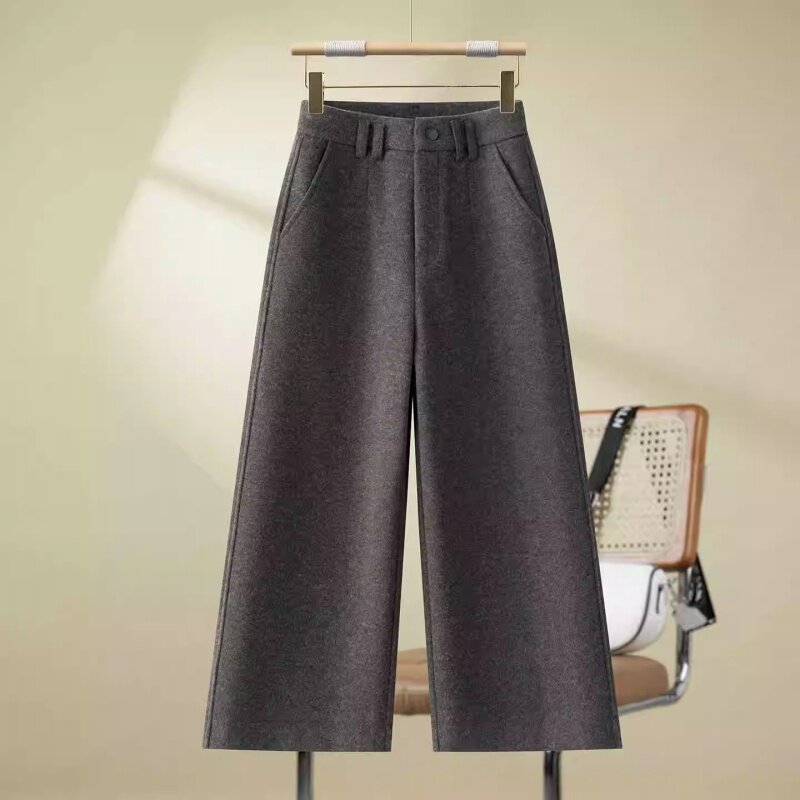 加绒加厚高级宽松休闲西装裤子女