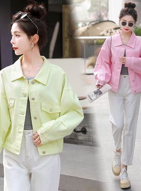 设计感小众黄色短款牛仔外套女春秋季小个子2025新款复古宽松夹克