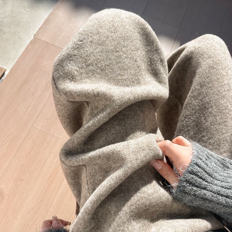 2026年春秋季加绒毛呢阔腿裤女加厚燕麦色高腰宽松垂感直筒长裤子,女装/女士精品,休闲裤,淘宝优惠券,粉丝福利购,淘宝优惠卷