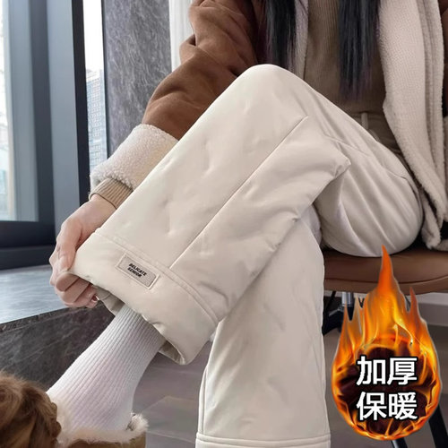 时尚直筒棉裤女外穿冬季2026新款小个子防寒保暖宽松窄版阔腿裤子