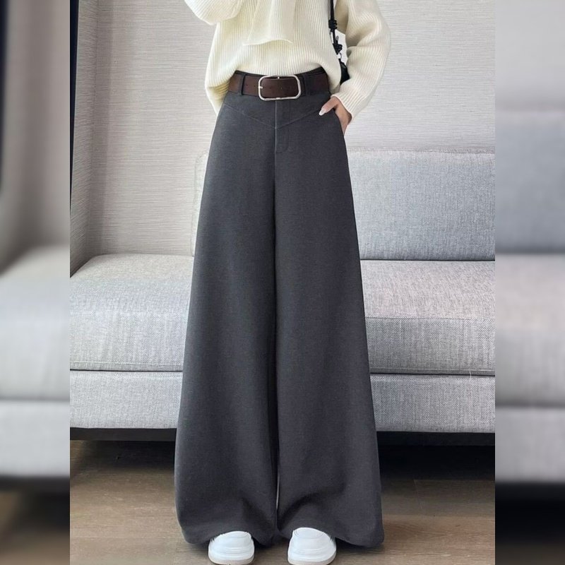 灰色加厚毛呢阔腿裤女冬季2025新款高腰垂感慵懒松弛感休闲拖地裤,女装/女士精品,休闲裤,淘宝优惠券,粉丝福利购,淘宝优惠卷
