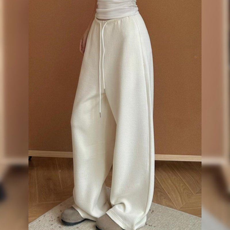 白色高腰弯刀运动裤女2026年春秋季新款显瘦宽松垂感休闲香蕉裤子,女装/女士精品,休闲裤,淘宝优惠券,粉丝福利购,淘宝优惠卷
