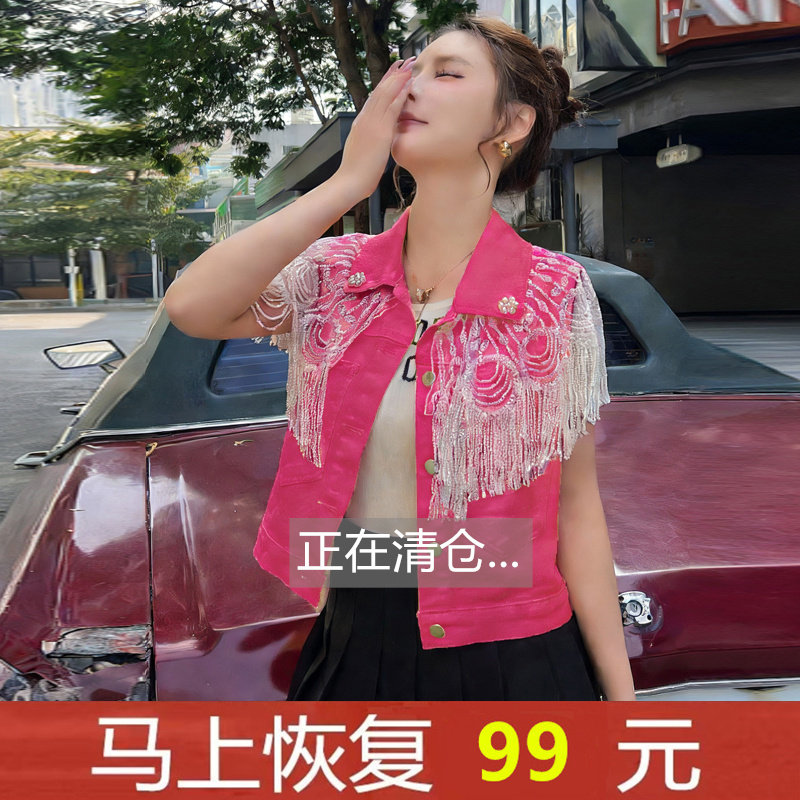 清仓捡漏专柜撤回尾单外贸休闲短款牛仔马甲女外搭时尚坎肩夹克潮