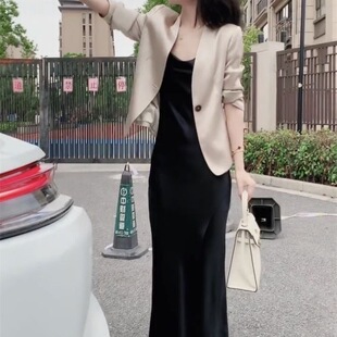 时尚 高端醋酸显瘦外套 西服套装 新款 吊带裙 裙女2025秋季 网红爆款