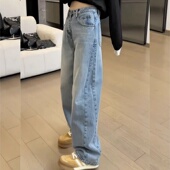 胖mm高腰显瘦拖地弯刀裤 梨形身材阔腿牛仔裤 大码 新款 女2026年春季