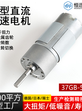 37GB-555直流微型减速电机6V12V24V大功率扭力足气泵减速齿轮箱