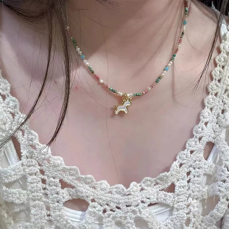 多巴胺彩色串珠项链高级感独角兽