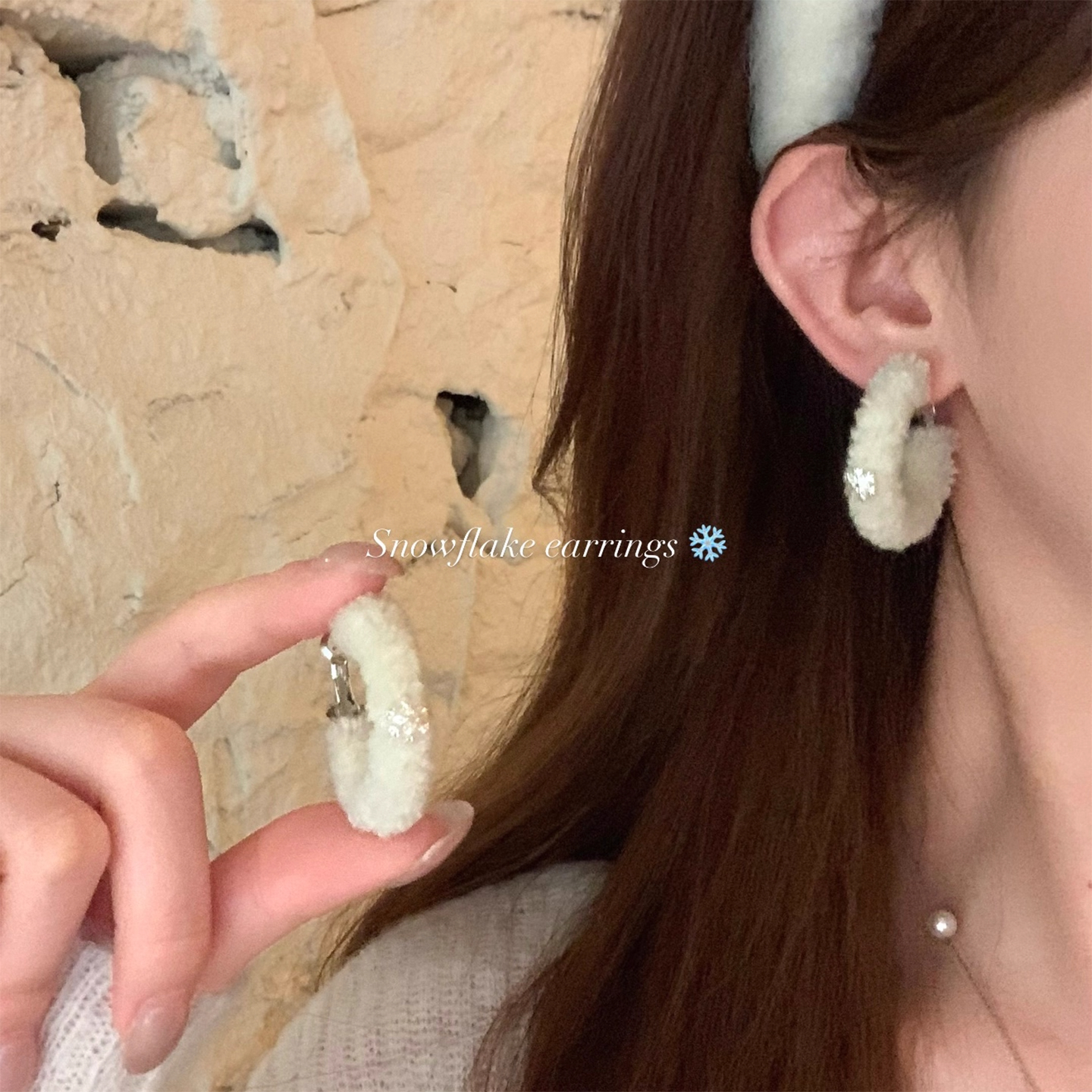 2025秋冬新款雪花毛绒耳圈