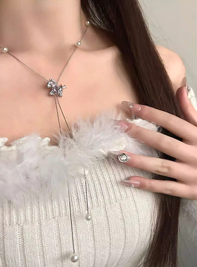 秋冬新款闪亮小马珠珠毛衣链