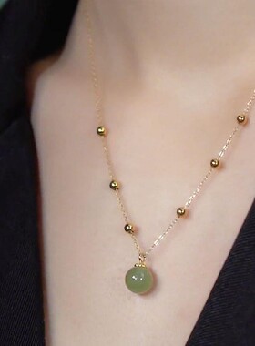 2026轻奢和田玉转运珠锁骨链女